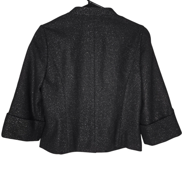 Halogen Women's Virgin Wool Double Breasted Black Silver Blazer Size Small - Picture 2 of 7